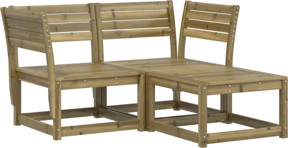 vidaXL Set canapea de grădină, 3 piese, lemn de pin tratat