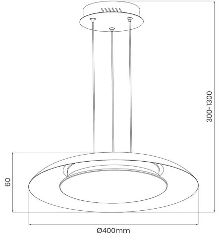 Pendul LED pe cablu PIATTINO LED/30W/230V 2700/3200/4000K Ø 40 cm negru/auriu
