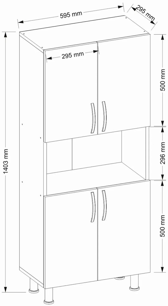 Dulap Organizator pentru Baie/Bucatarie UnicUtil,60 x 30 x 140 cm, Alb