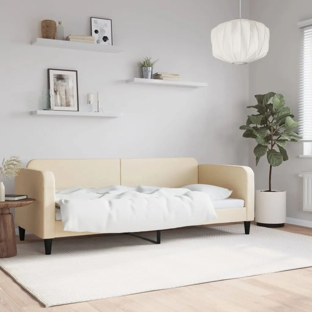 354032 vidaXL Pat de zi, crem, 80x200 cm, material textil