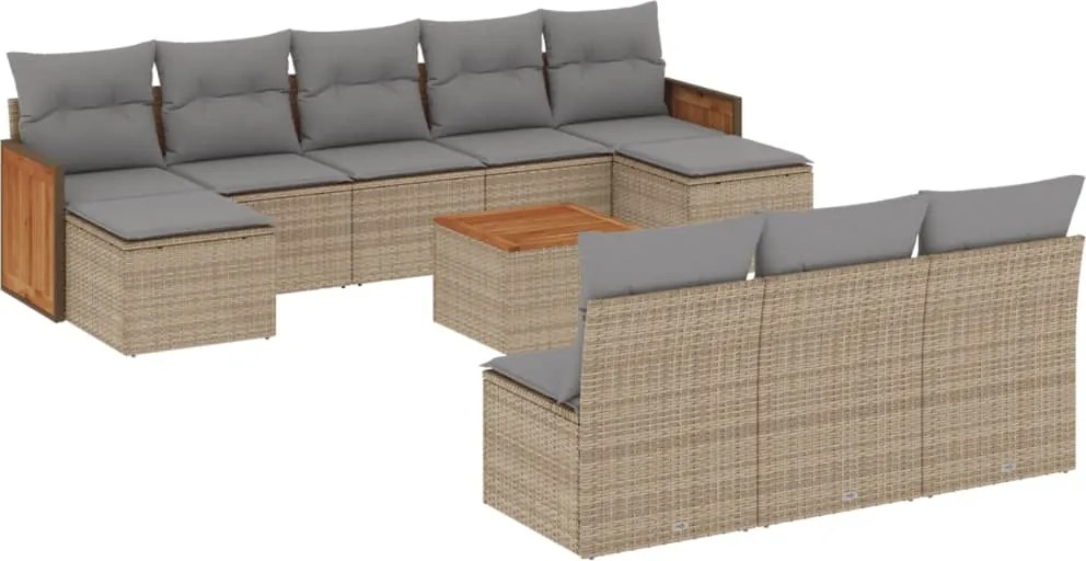 vidaXL Set canapele de grădină cu perne, 11 piese, bej, poliratan