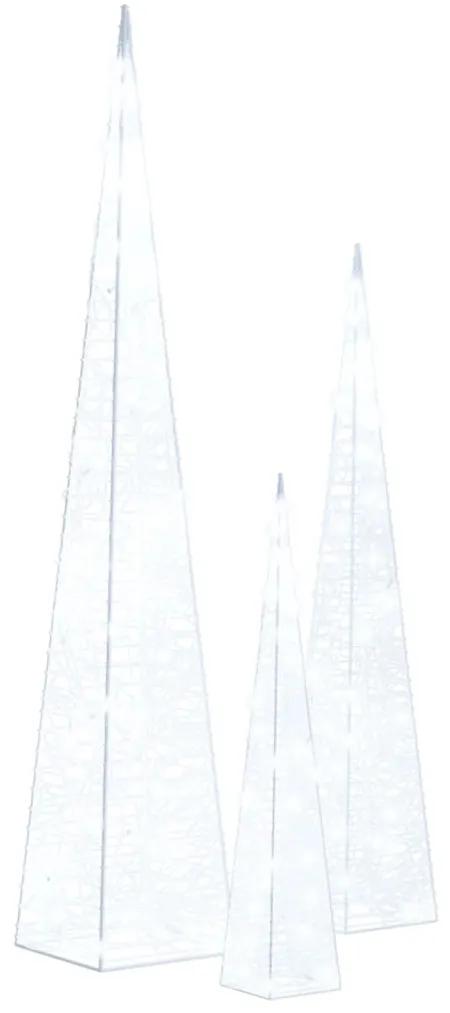 Set conuri decorative cu LED-uri, alb rece, 30 45 60 cm, acril 1, Alb rece, 30 45 60 cm