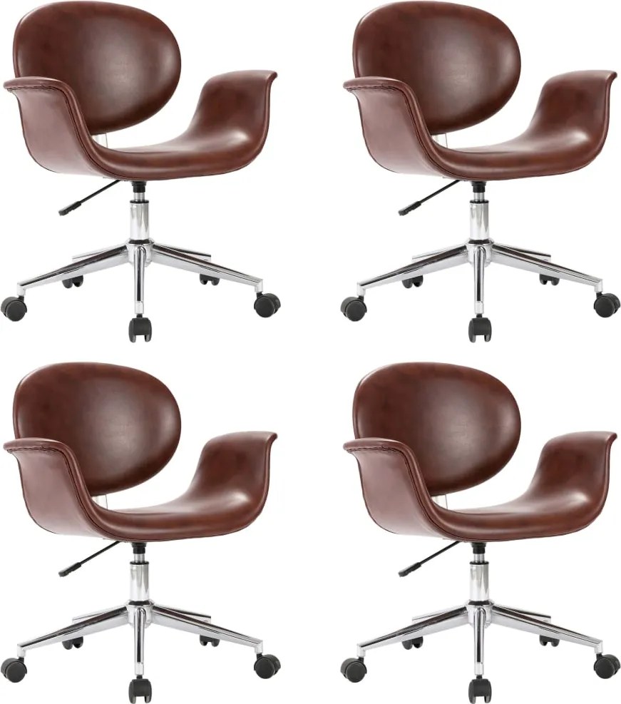 vidaXL Scaune de masă pivotante, 4 buc., maro, piele ecologică