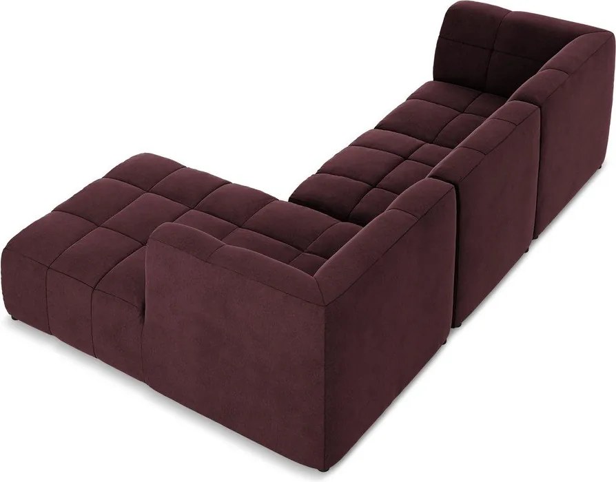 Colțar burgundy cu tapițerie din catifea (cu colț pe partea dreaptă/cu șezlong) Aloha – Makamii