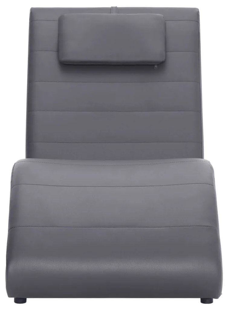281281 vidaXL Șezlong cu pernă, gri, piele artificială