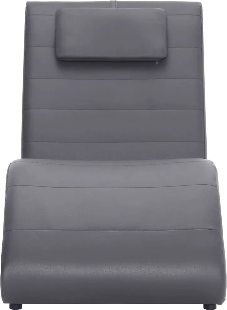 vidaXL Șezlong cu pernă, gri, piele artificială