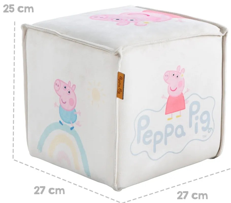 Puf de copii alb cu tapițerie din catifea Peppa Pig – Roba