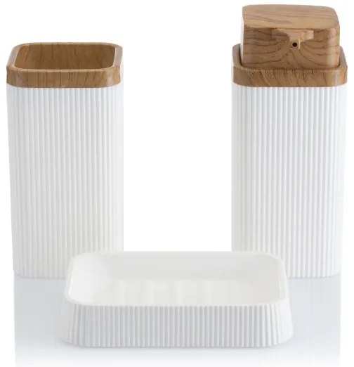 Set de baie ZOYA 5 buc. alb/maro