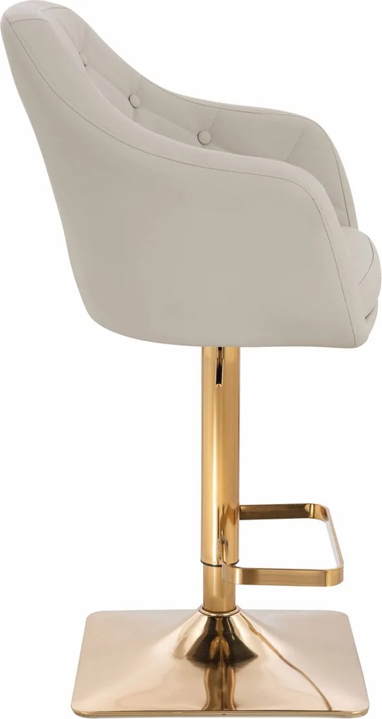 HR831KW Scaun Ecru Piele Ecologica Premium Soft cu Bază Aurie