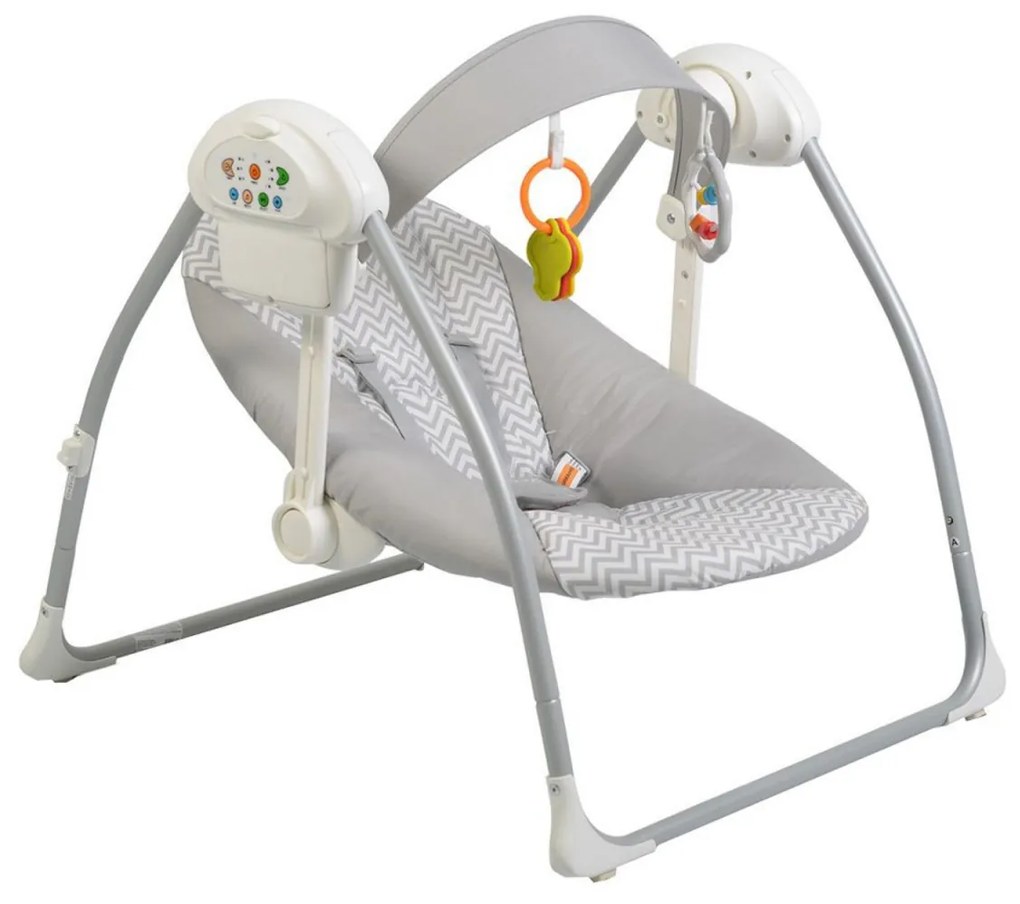 Balansoar Pentru Bebelusi cu conectare la priza NOVOKIDS ™ Party Swing , Multifunctional, Pliabil, 3 Viteze Leganat, Husa Lavabila, 8 Melodii cu