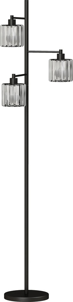 HOMCOM Lampă de Podea 40W, 3 Becuri LED E27, Telecomandă Magnetică, Dimabilă, 3 Temperaturii de Culoare, Negru | Aosom Romania