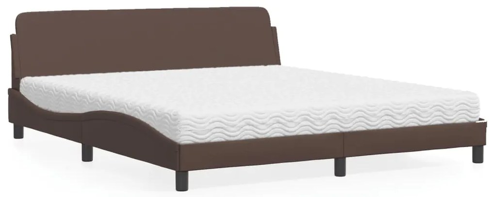 vidaXL Pat cu saltea, maro, 180x200 cm, piele ecologică
