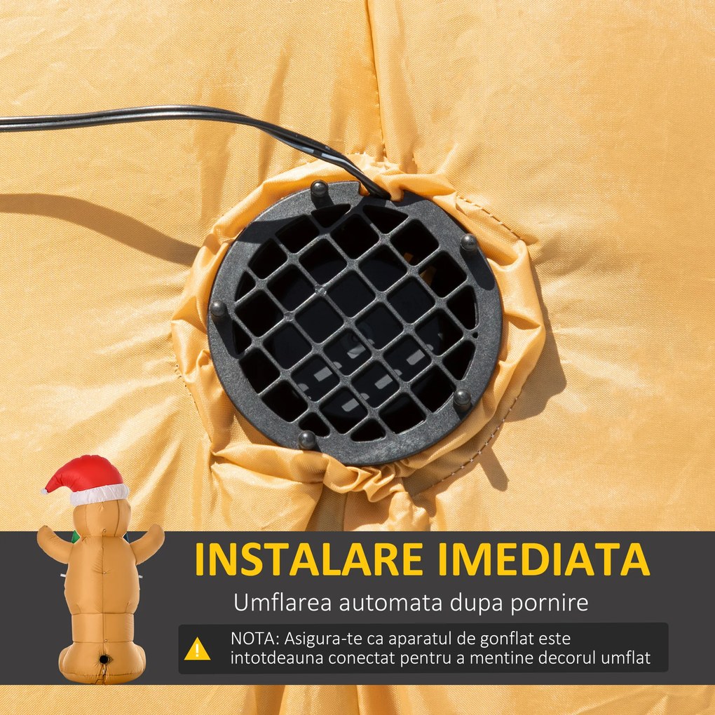 HOMCOM Om Dulce Gonflabil, Lumini LED integrate, Decoratiune de Craciun de Exterior | AOSOM RO