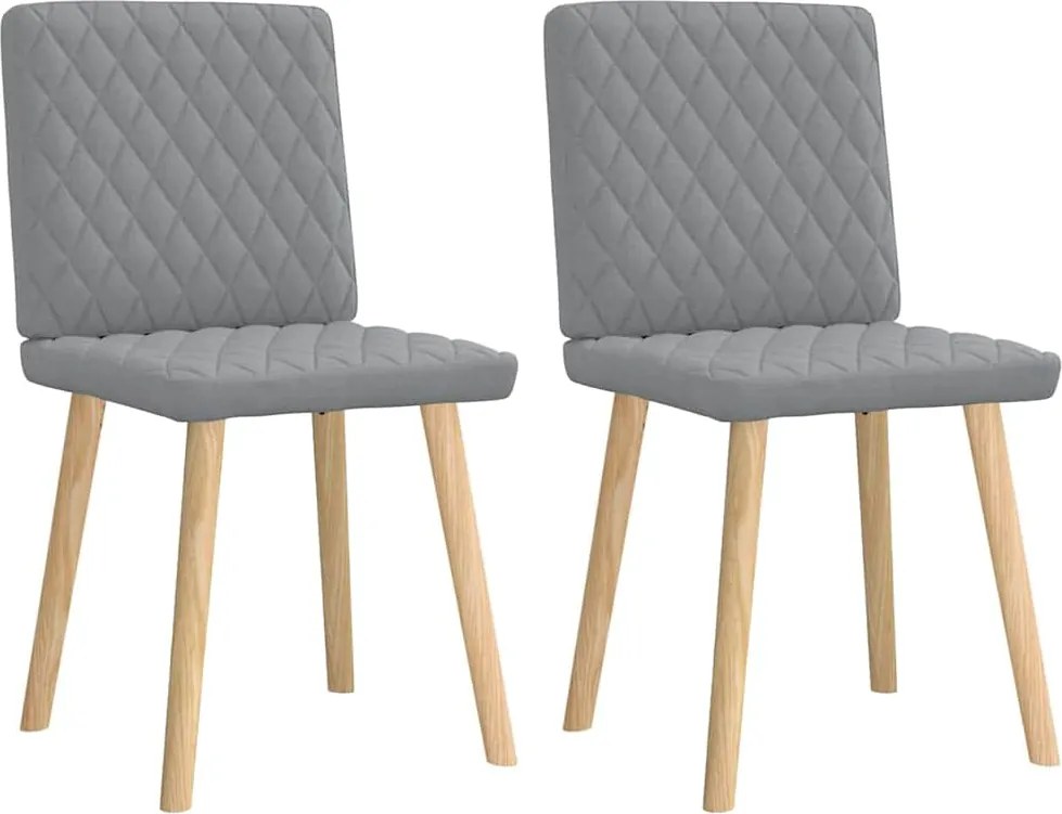 vidaXL Scaune de bucătărie, 2 buc., gri deschis, material textil