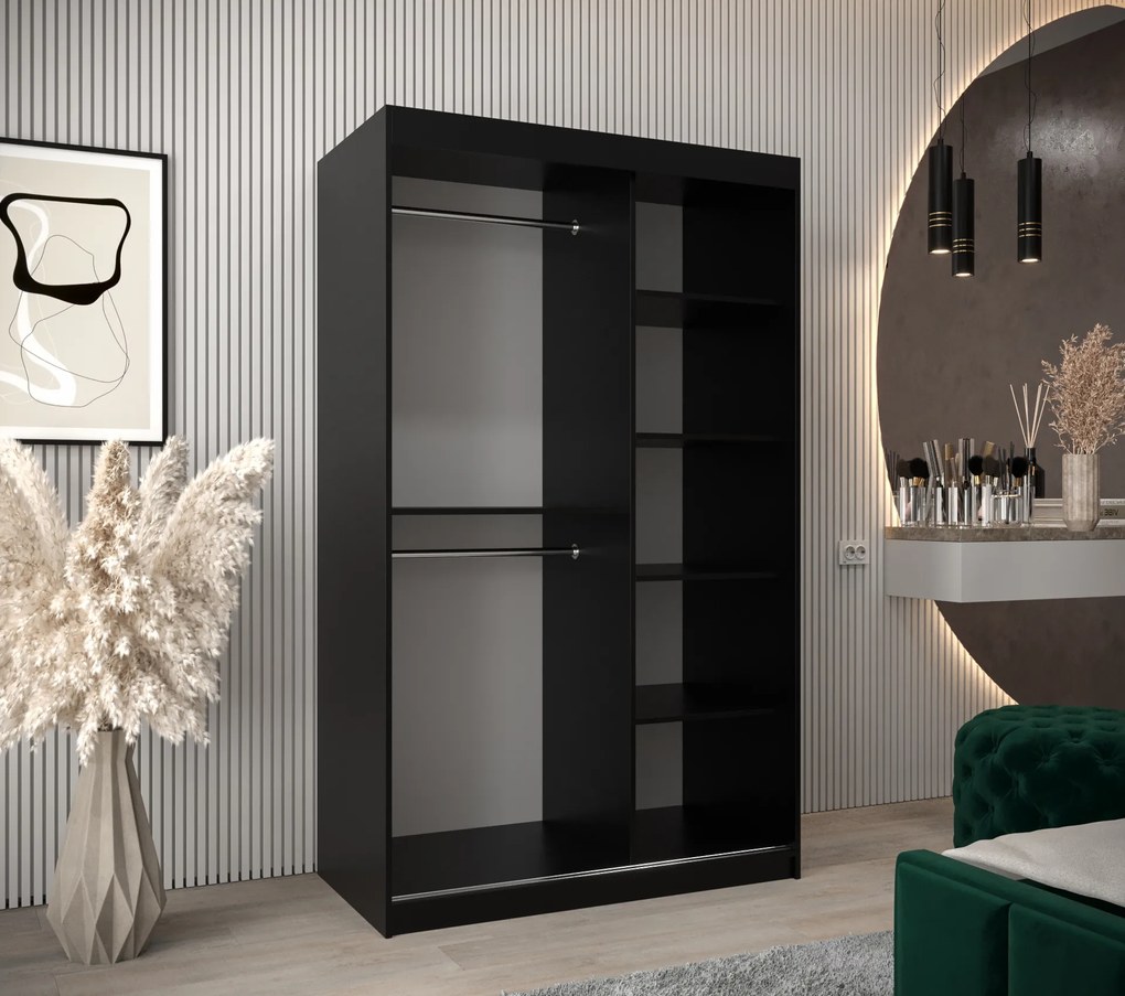 Dulap de haine 120 cm Rosaria (Negru). 1126294