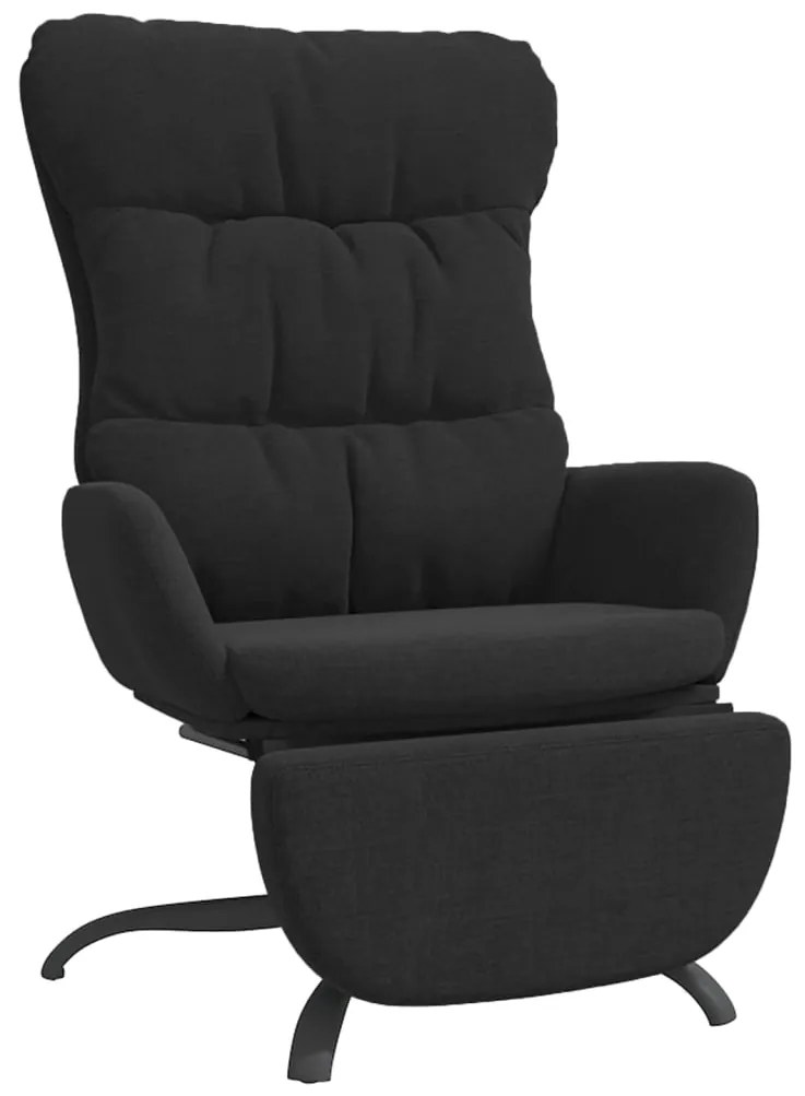 3097600 vidaXL Scaun de relaxare cu taburet, negru, material textil