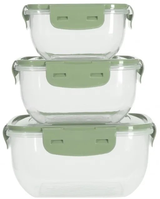 Set 3 caserole Alberta, plastic, verde, 500, 900, 1500 ml