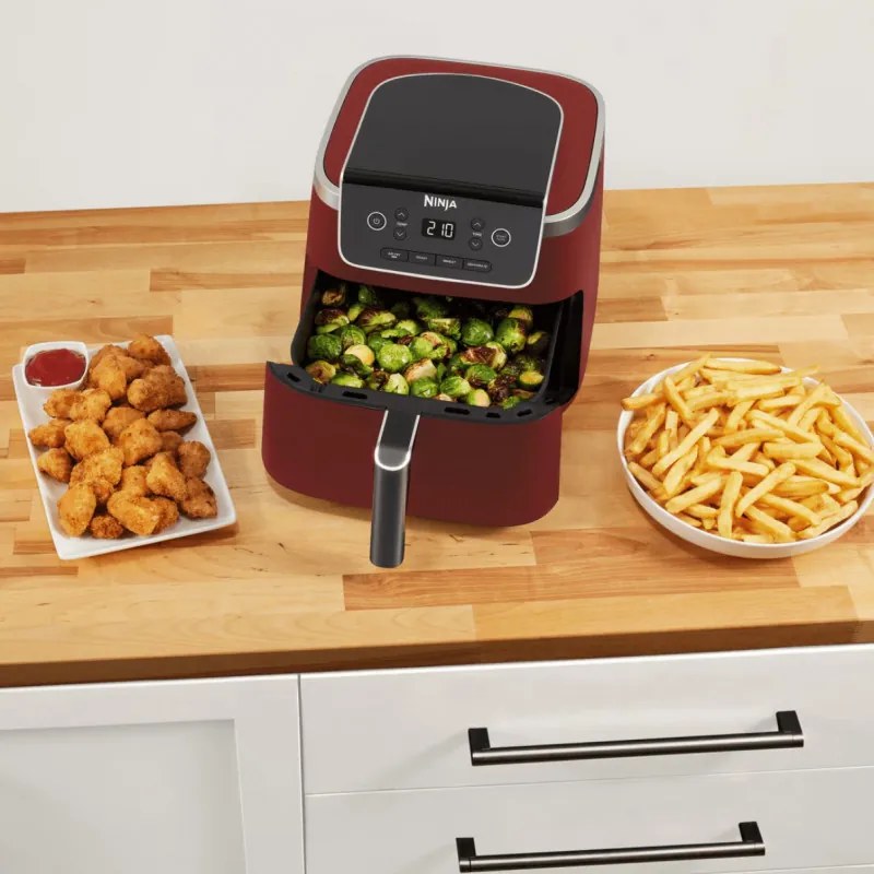 Friteuza cu aer cald Ninja AF140EUCM PRO, 1750W, 4.7 L, 40-240°C, 4 programe, Timer, AirCrisp, Acoperire antiaderenta, Bordeaux