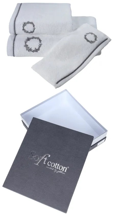 Set cadou prosop și prosop de corp SEHZADE, 2 buc Alb crem - broderie auriu