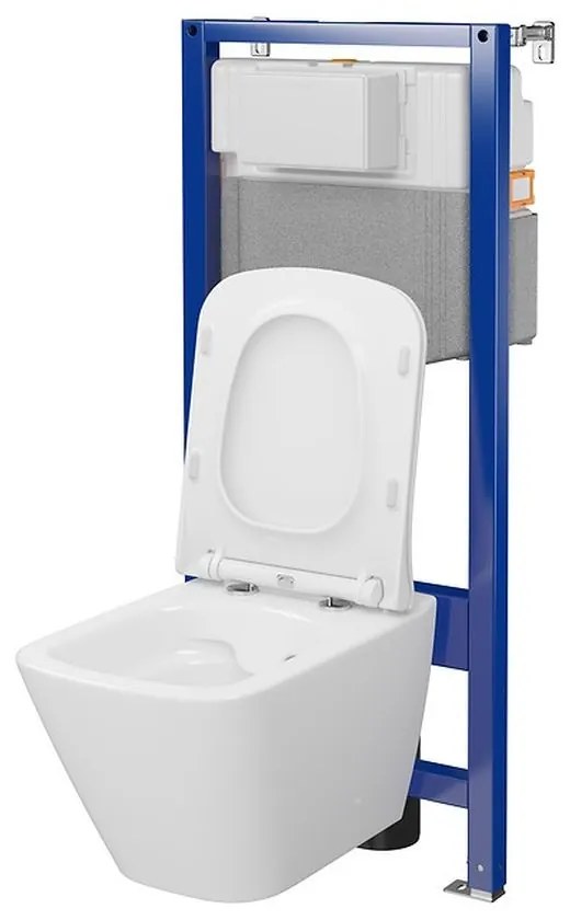 Set vas wc suspendat City Square CleanOn cu capac soft close si rezervor incastrat C16 Aqua 50