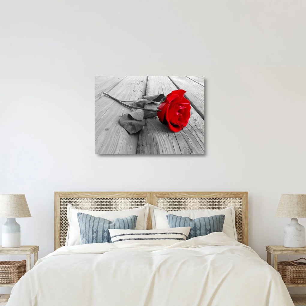 Tablou pe sticlă cu trandafiri roșii (70x50 cm)