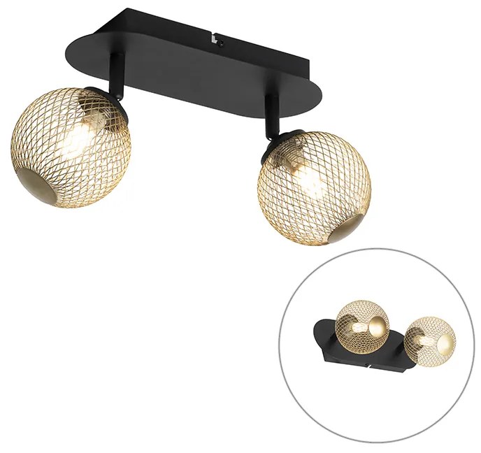 Spotlight negru cu auriu cu 2 lumini - Athens Wire