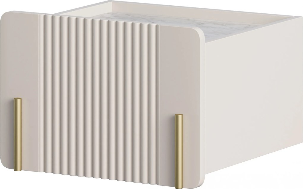 Noptieră Malmi 45 cm cu sertar - cashmir / crema bianca / gold