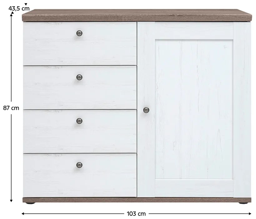 Comodă TEINA 4S1D, pin canyon