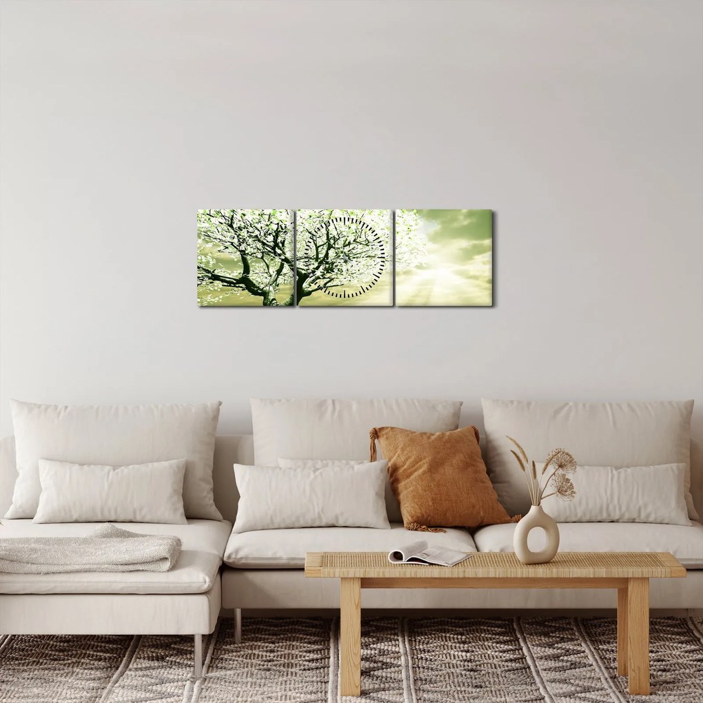 Tabloul cu pomul înflorit (cu ceas) (90x30 cm)