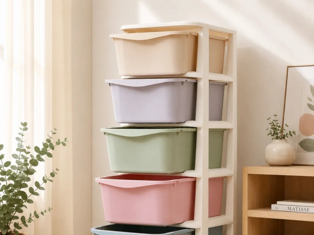 Raft pe roti cu sertare TONES 97x36x36 cm, colorat