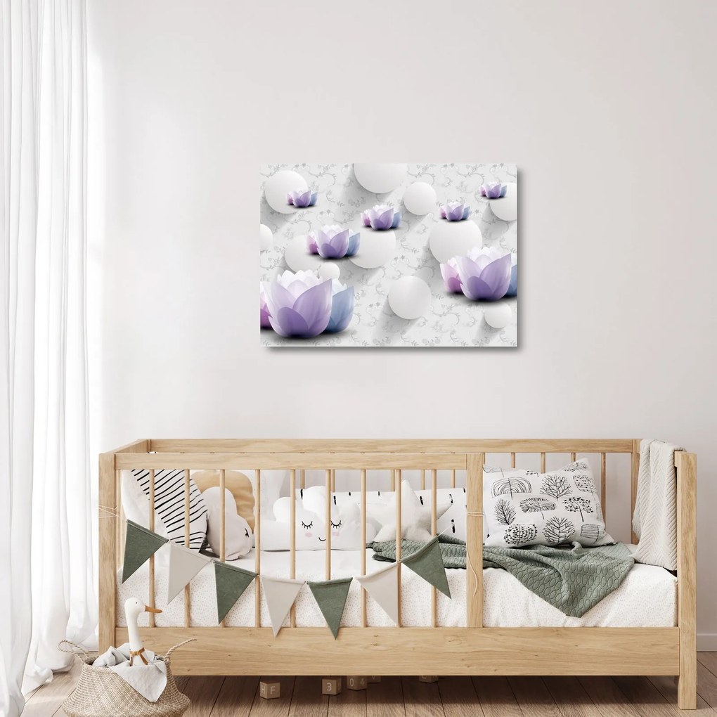 Tablou pe sticlă cu flori (70x50 cm)