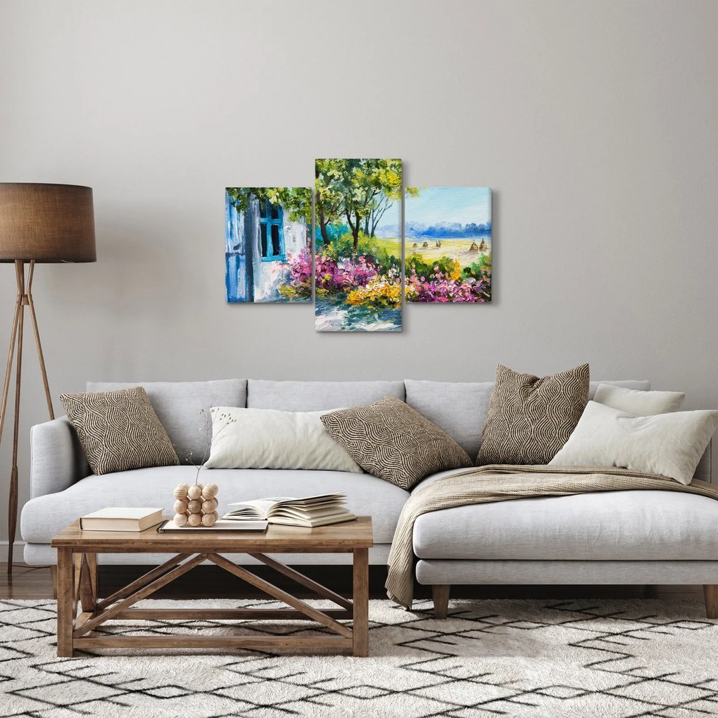 Tablou - Grădina din fața casei, pictură în ulei (90x60 cm)