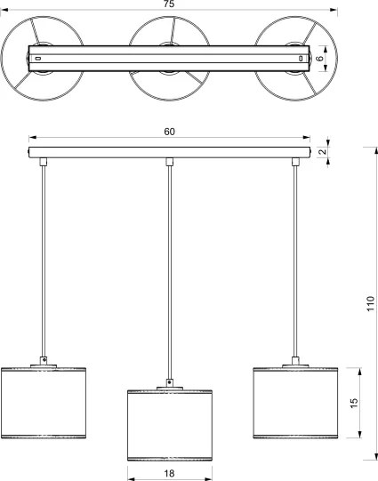 Candelabru pe cablu ARDEN 3xE27/15W/230V bej/maro