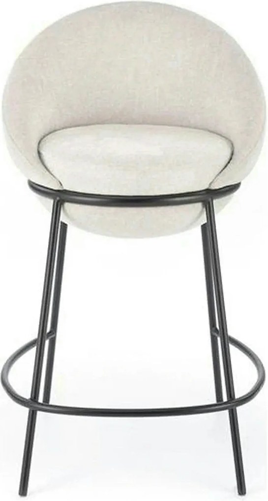 Scaun bar H118, bej deschis/negru, stofa clasica/otel, 53x57x90 cm