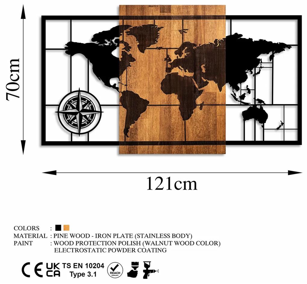 Accesoriu decorativ de perete din lemn World Map 1-L