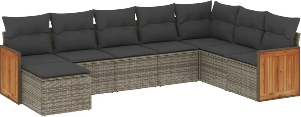 vidaXL Set canapele de grădină cu perne, 8 piese, gri, poliratan