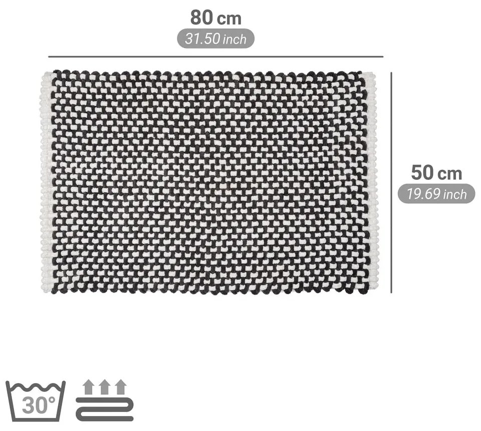 Covoraș de baie alb-negru din material textil 50x80 cm Covelo – Wenko