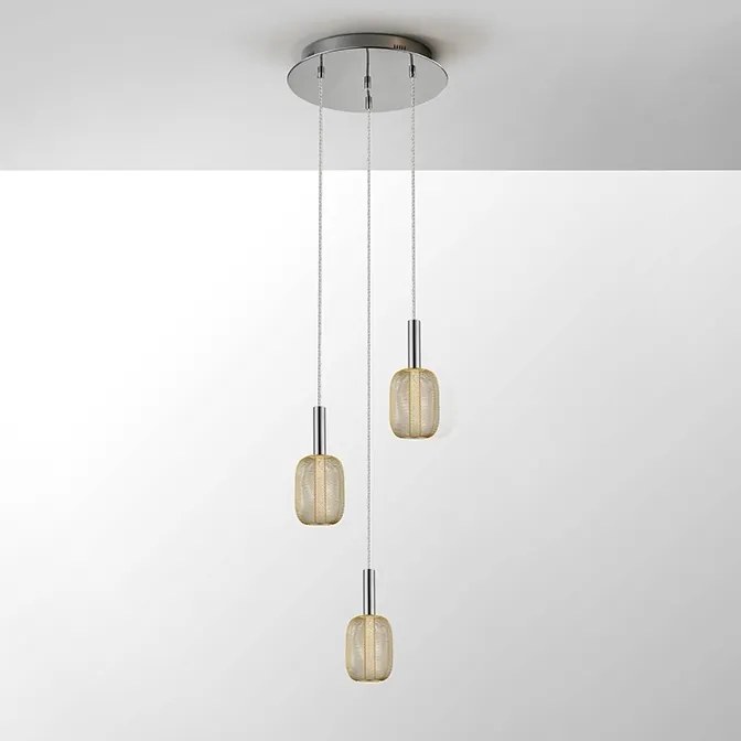 Lustra cu 3 pendule LED design modern Micron crom/auriu SV-413626