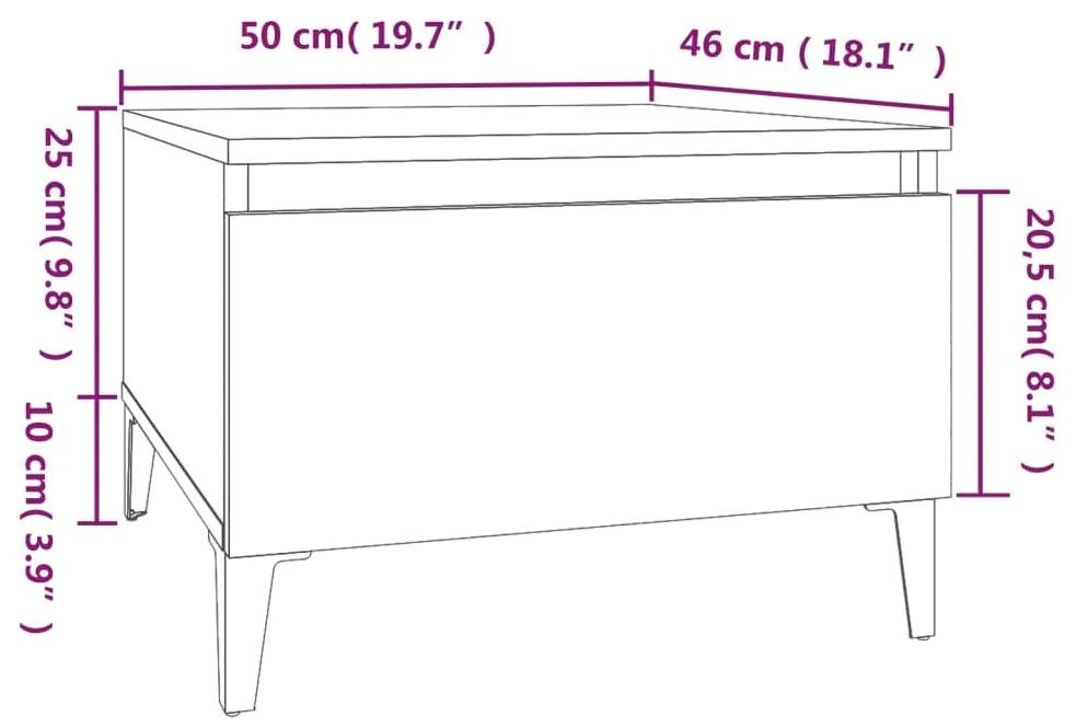 Mese laterale, 2 buc., alb, 50x46x35 cm, lemn compozit 2, Alb