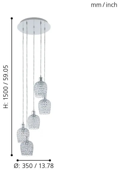 Eglo 94898 - Lustra de cristal BONARES 1 5xE27/60W/230V