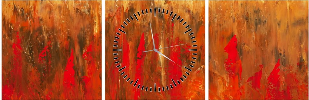 Tablou cu abstracție pictată (cu ceas) (90x30 cm)