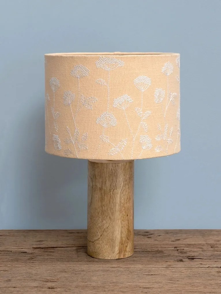 Lampa de masa, din lemn de mango, cu abajur din bumbac, Manon