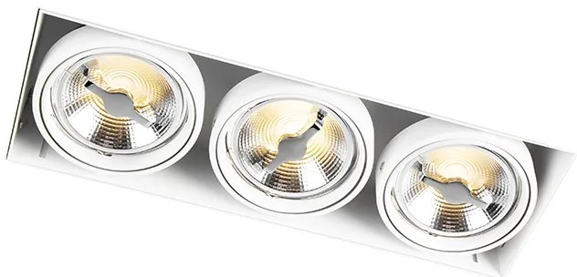 Set de 6 spoturi încastrate albe AR111 fără ramă cu 3 lumini - Oneon