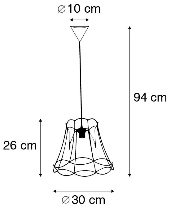 Lampă suspendată retro neagră 30 cm - Granny Frame