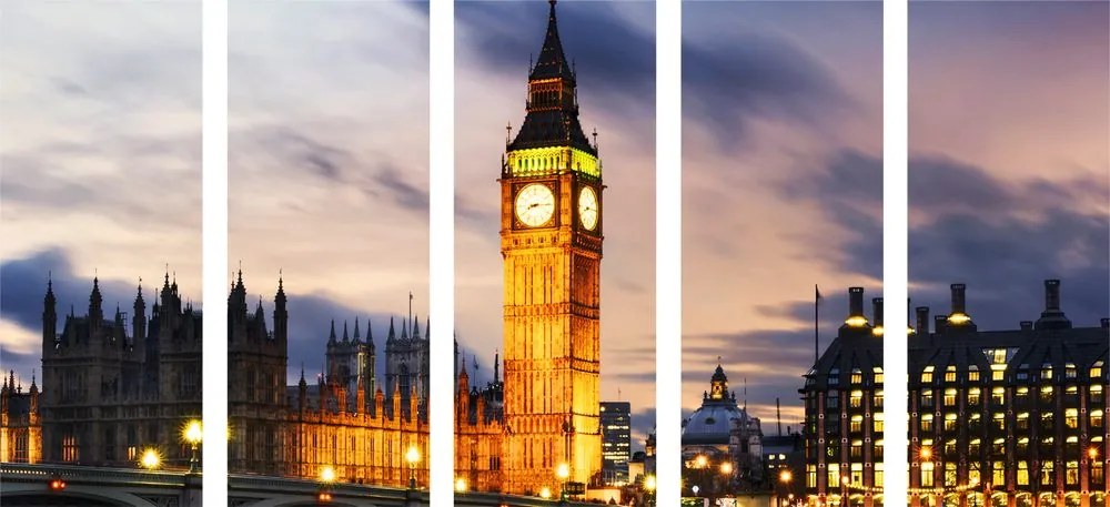 Tablou 5-piese Big Ben noaptea în Londra