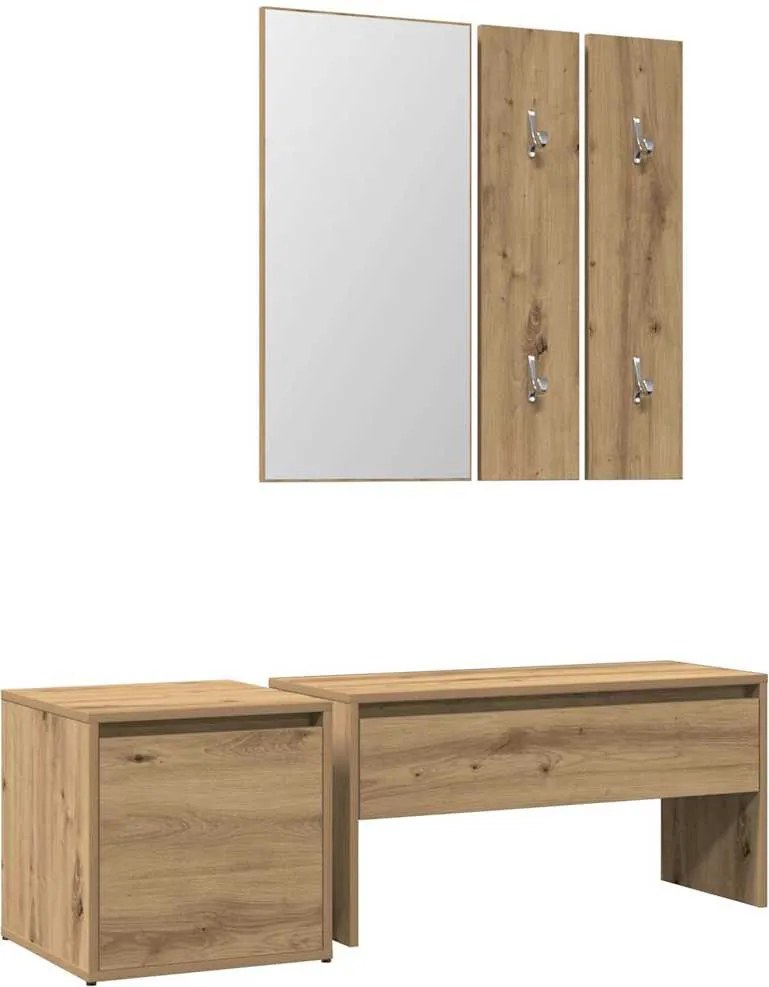 vidaXL Set de mobilier pentru hol din lemn de stejar artizanal