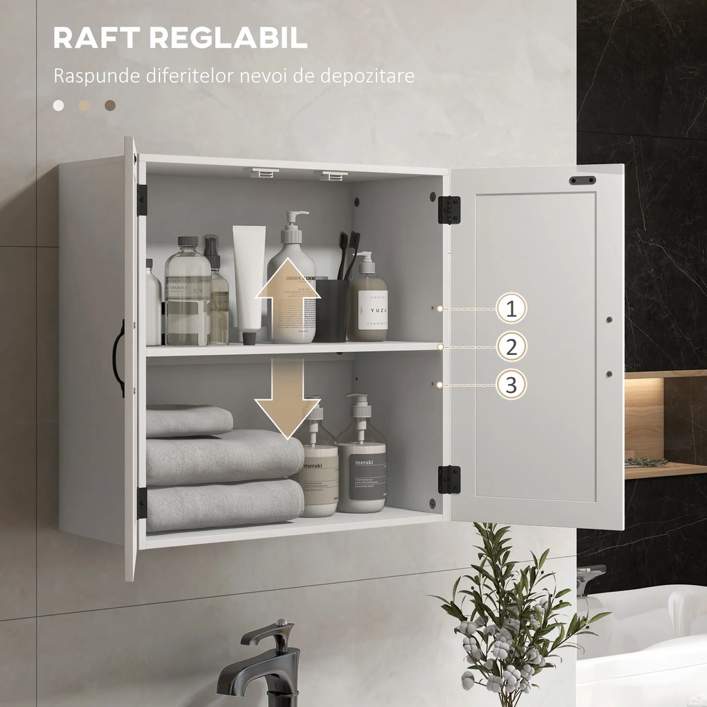 Kleankin Dulap Baie, Depozitare deasupra Toaletei, Raft, Alb | Aosom Romania