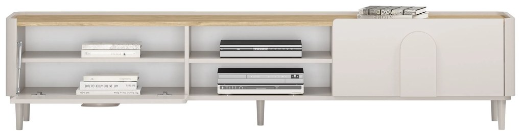 Comodă TV Amilio 220 cm cu sertar - cashmere / stejar uleiat / mânere cashmere