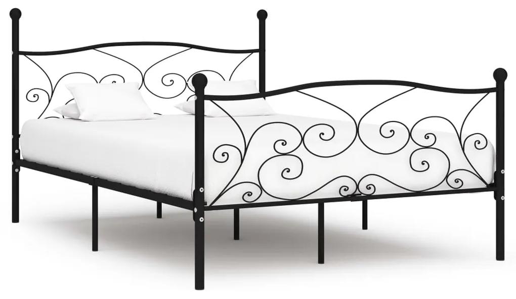 284458 vidaXL Cadru de pat cu bază din șipci, negru, 160 x 200 cm, metal