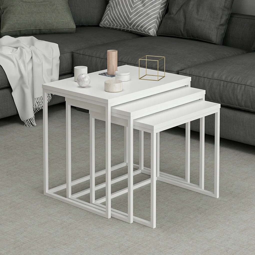 Măsuță Evia White, 3 bucăți